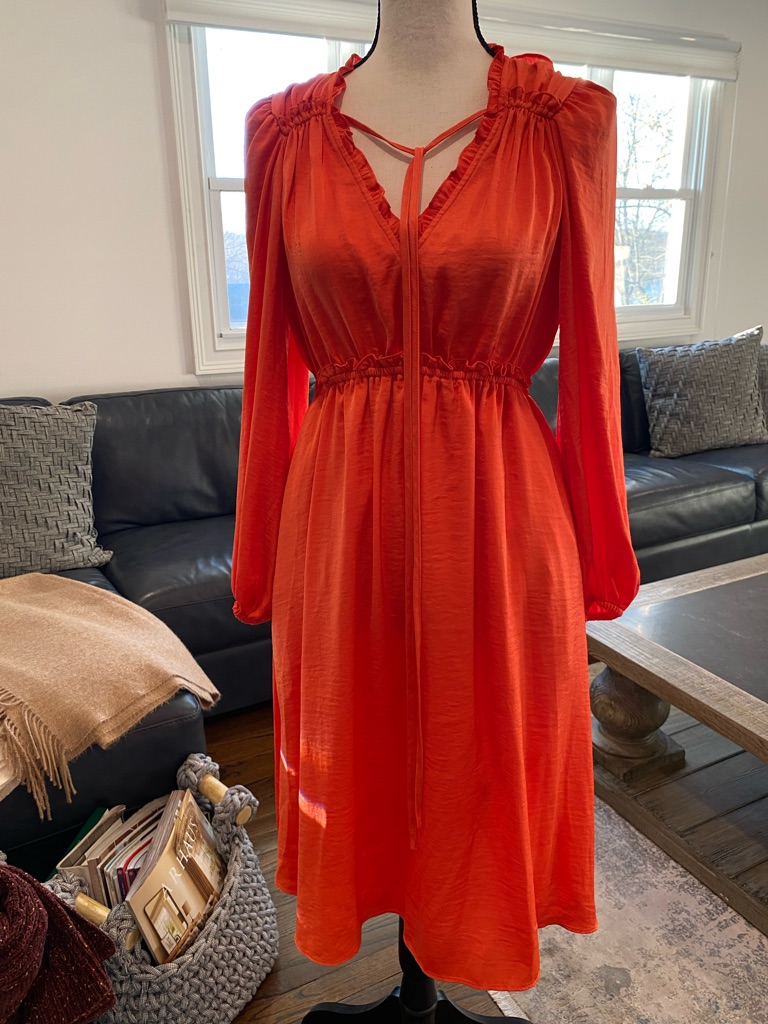 Kobi Halperin Orange Long-Sleeve Dress Brand New Beautiful Spring And Summer